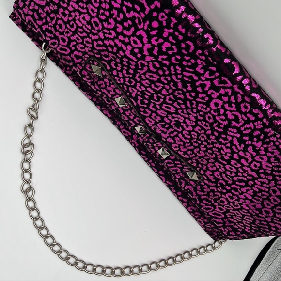 Betsy Johnson Vintage? Y2K Metallic Pinkish Animal Print Envelope Safari Purse - Picture 4 of 14